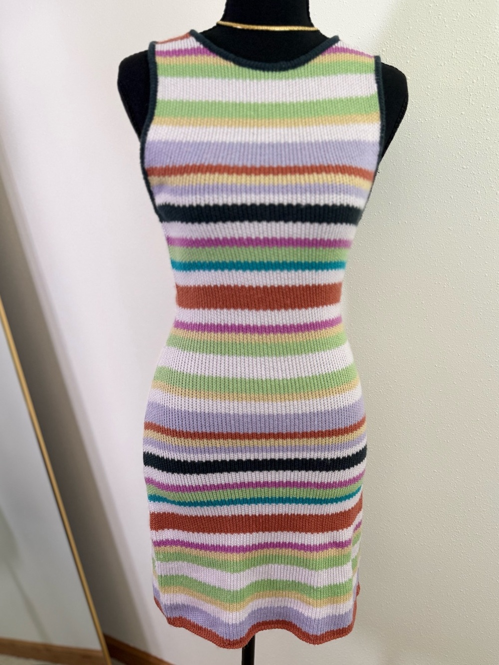 Le Lis Rainbow Stripe Sweater Knit Dress XS Sleeveless Bodycon Mini